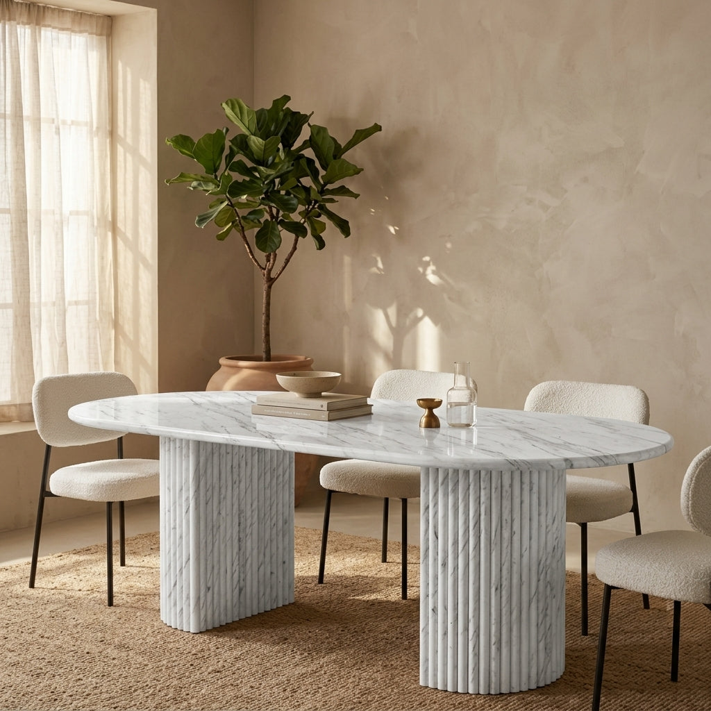 Fluted Round Stone Dining Table