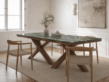 Beige Travertine Cross-Leg Dining Table