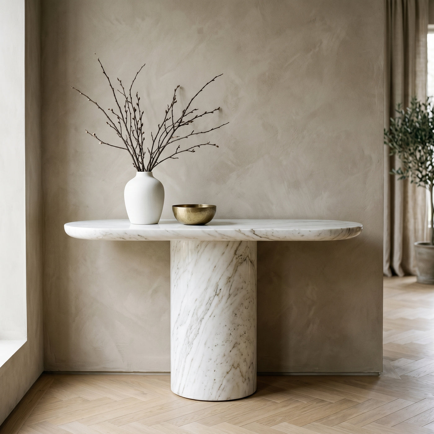 Single Leg Marble Console